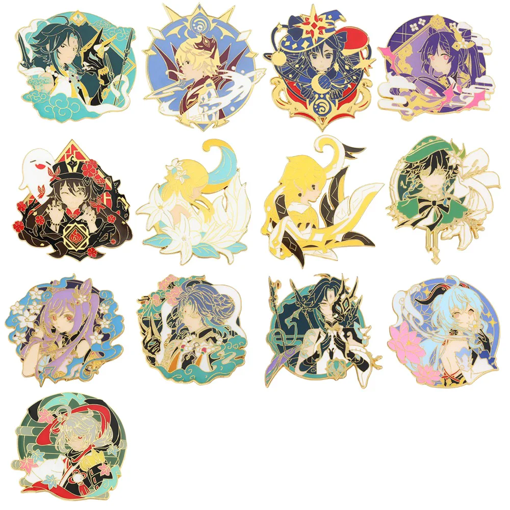 

Game Impact Huntao Kaedehara Kazuha Pins Metal Badge Button Brooch Pins Collection Medal Pendant Souvenir Cosplay Gifts