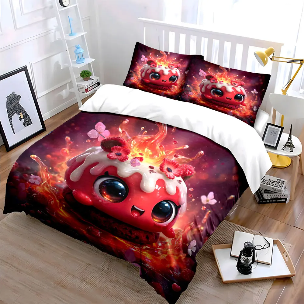

"Cartoon Dessert Figurine Set" Multiple sizes kid's and adults' bedroom Exquisite 3PC bedding set, gift