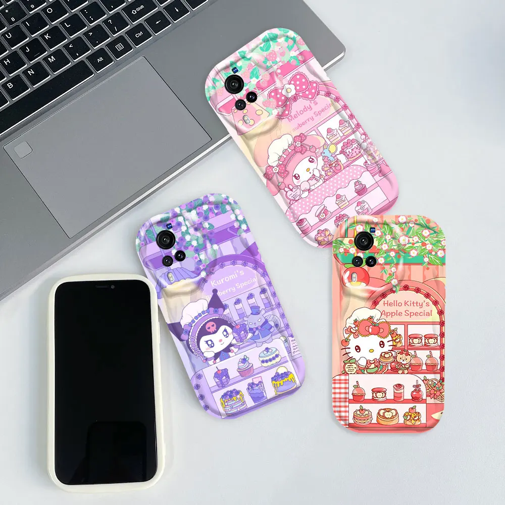 Fruits Hello Kitty Kuromi My Melody 3D Wave Case For VIVO V30 V30E V29E V27 V27E V25 V25E V23 V23E V21E PRO Y17 Y17S Y16 Cover