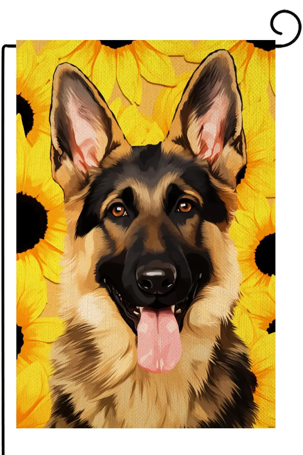 German Shepherd Garden Flag Double Sided Welcome Dog Seasonal Summer Sunflower Floral Yard Ourdoor Decoration 12x18 Inch Outside