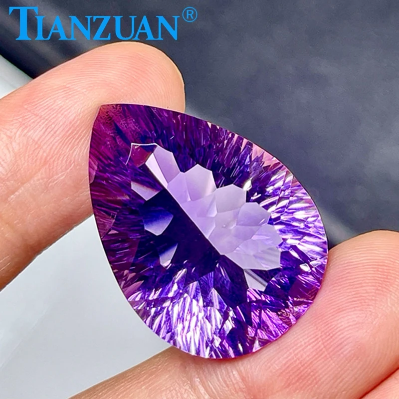 Natural Amethyst Intense Purple Color Pear Shape Brilliant Cut Loose Gem Stone with GRC Certified