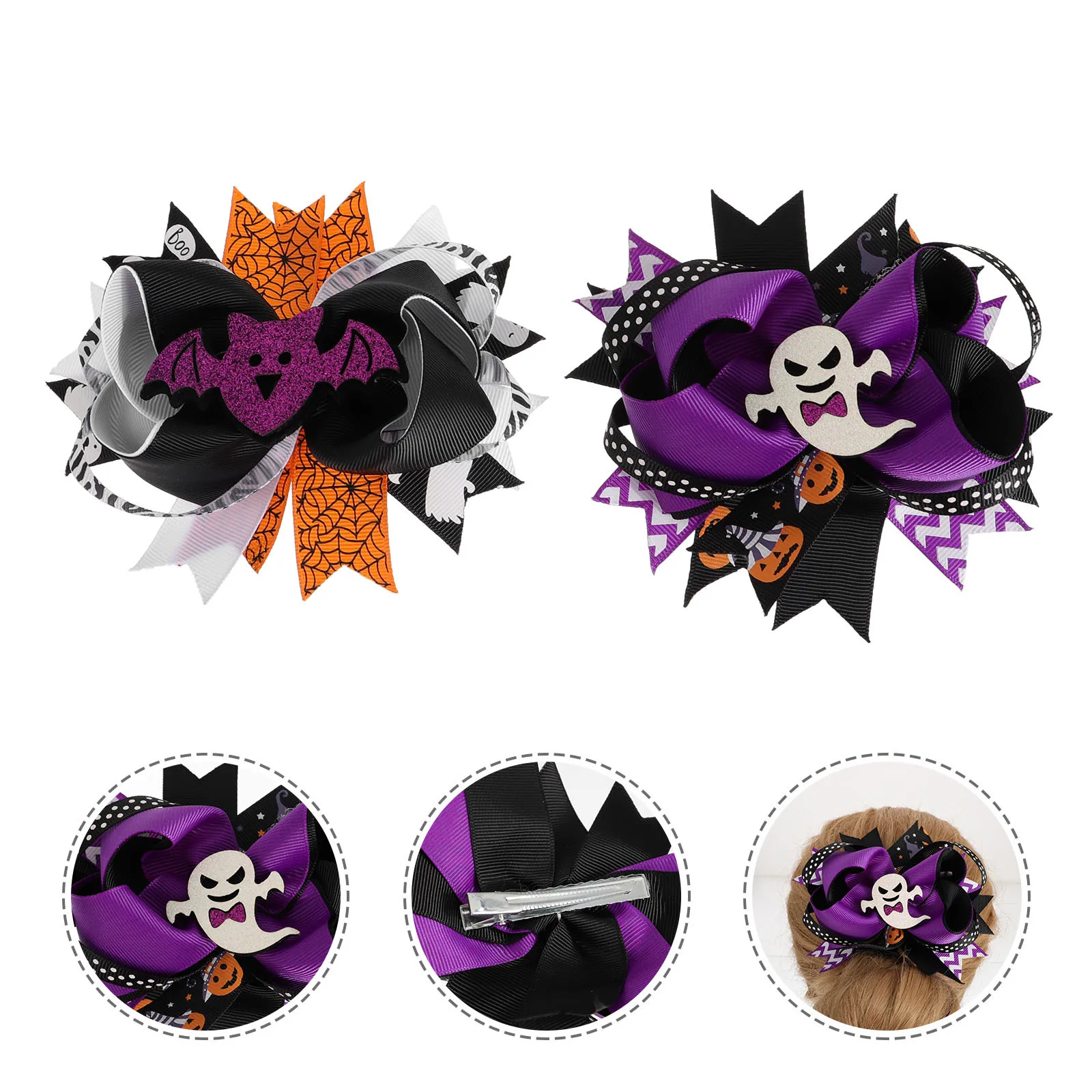 

Hairpin Jewelry Halloween Bow Headdress Bows Clips Barrette Festival Hairpins Accessories Ornaments for