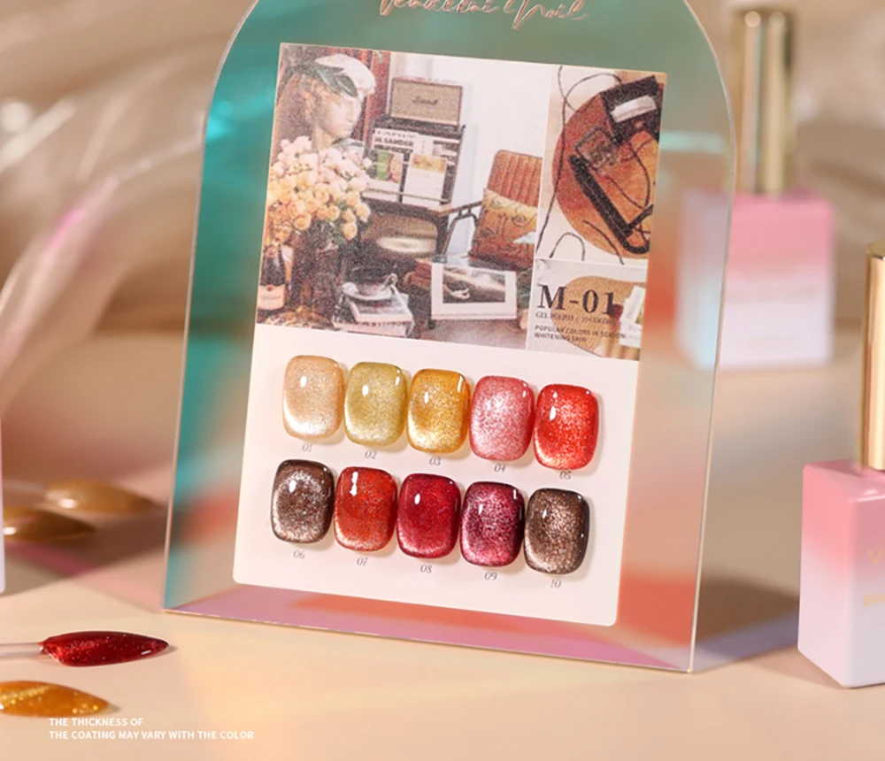Vendeeni 10 Farben Bernsteinfarbener Diamant-Katzenaugen-Gel-Nagellack Glitzer Magnetischer UV-Soak-Off-Gel-Lack Reflektierender Gel-Lack – Detail 11
