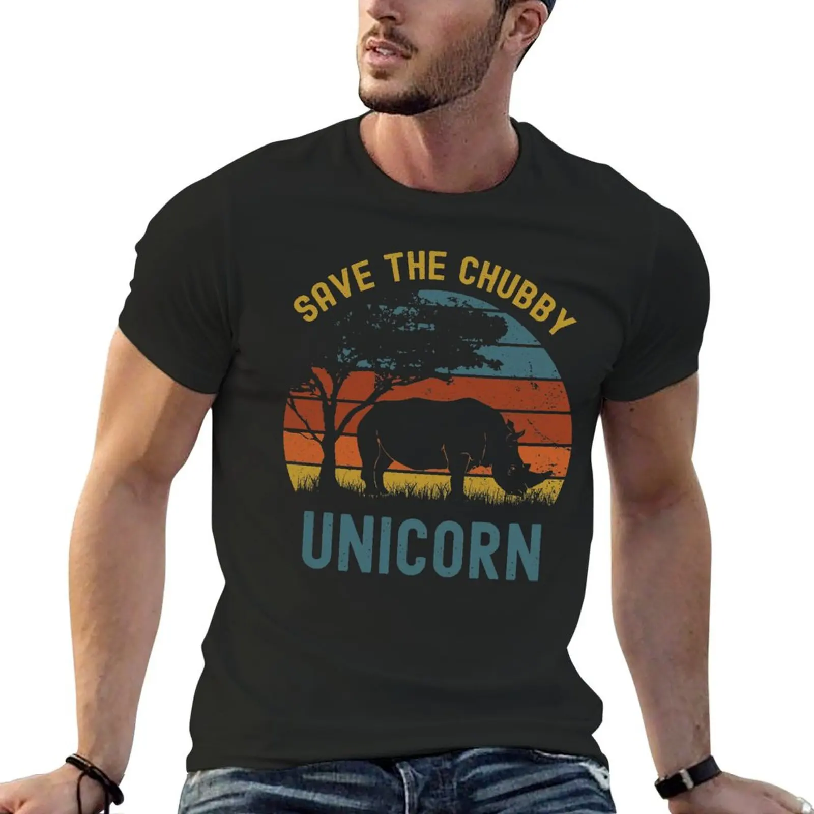 

save the chubby unicorn T-Shirt boys animal print customs summer top basketball graphic tees black t-shirts for men