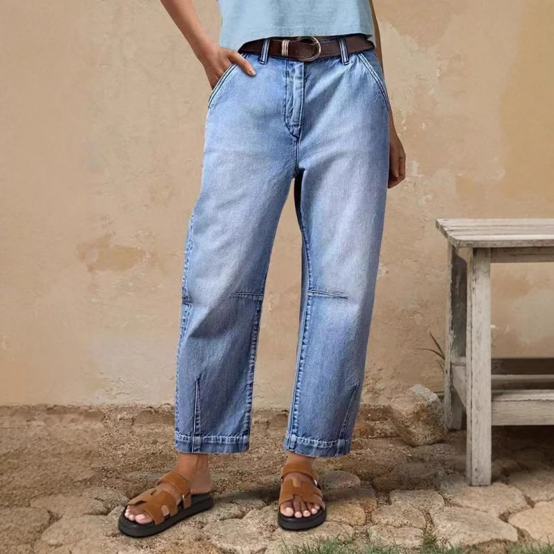 

Amazon cross-border European and American foreign trade AliExpress women's casual fashion loose denim pants