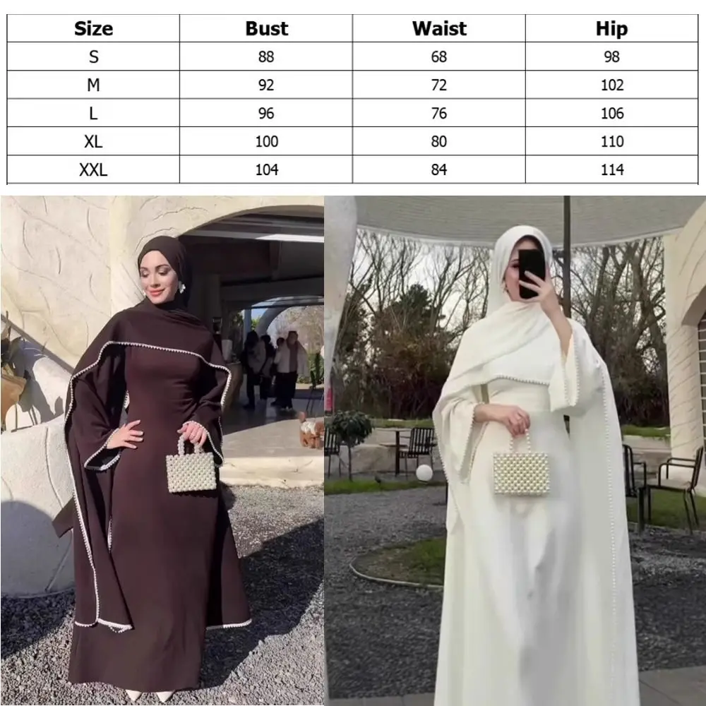 عبايات بتصميم روب طويل، فساتين كافتان مفتوحة من الأمام بتطريز لؤلؤي، فساتين حفلات بتصميم كاب مطوي وأكمام طويلة مطرزة بالخرز، روب طويل 13