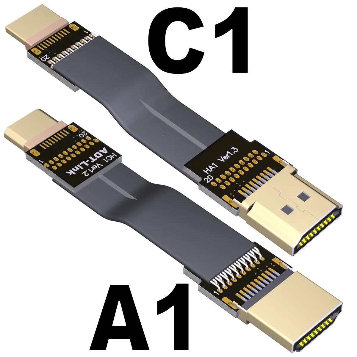 

ADT mini HDMI compatible with male-to-male conversion 4K screen 60hz aerial photography Thin flat high-speed extension bend 90°