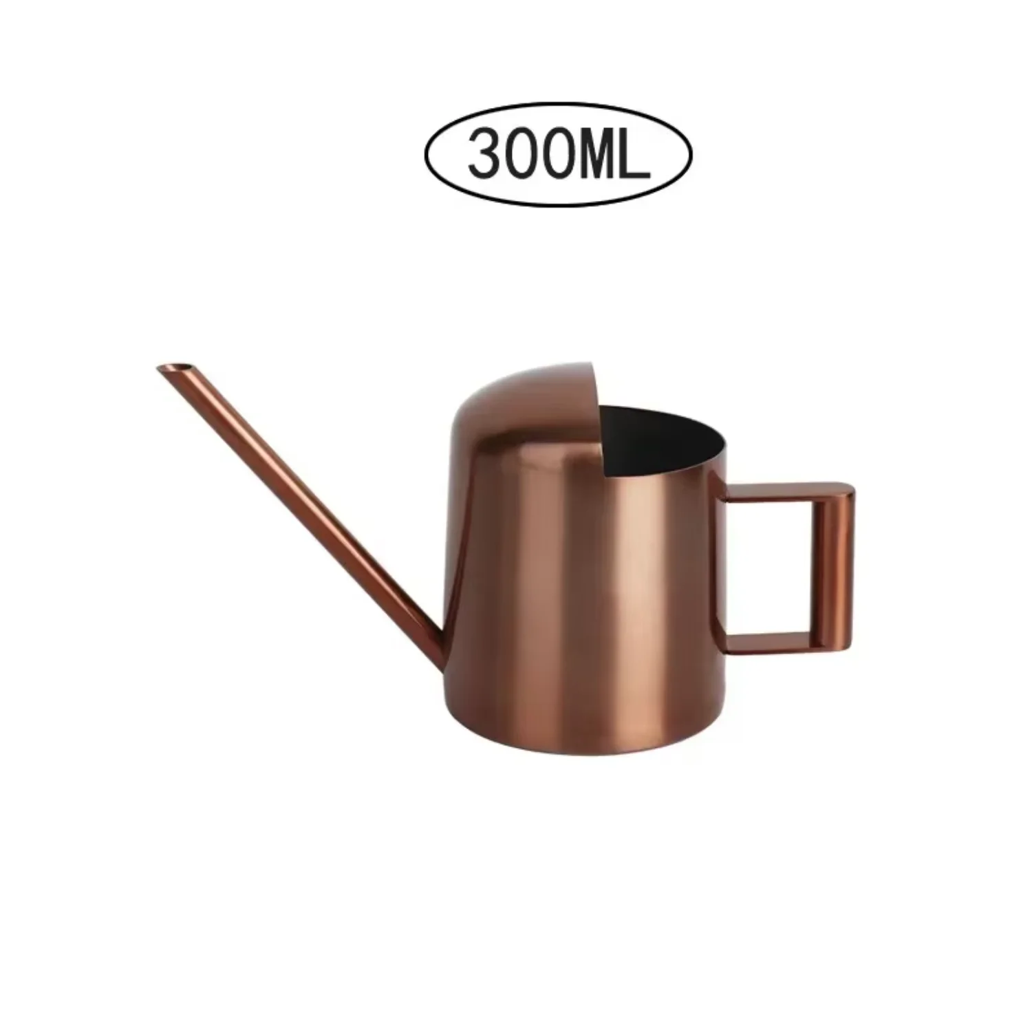 Watering Can Metal Long Mouth Black Watering Kettle Watering Can Gardening 300ML Stainless Steel