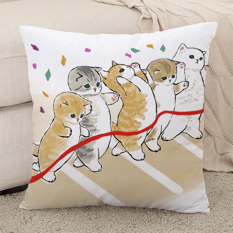 Short Plush Pillowcase Cushion  Cute Cat Bed  Decoration Home Car Sofa Body