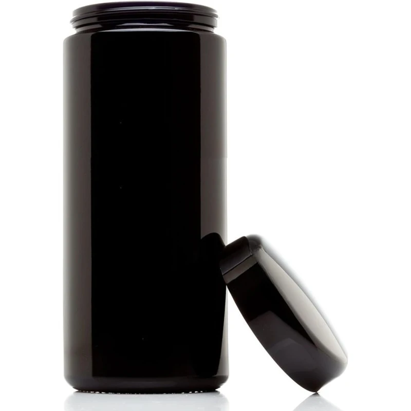 Classic Black Glass 1 Liter (34 fl oz) Ultraviolet Airtight Smell Proof Refillable Container Screw top