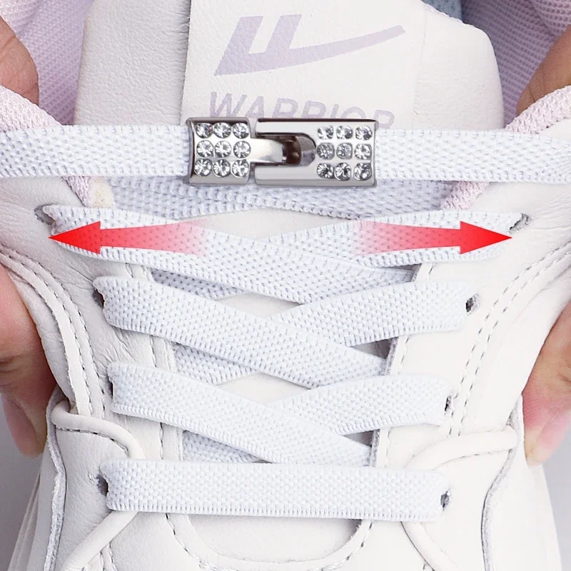 Diamond Lock Shoelaces Without Ties Elastic Laces Sneakers Outdoor No Tie Shoe Laces Kids Adult Wide Shoelace Shoe Accessories