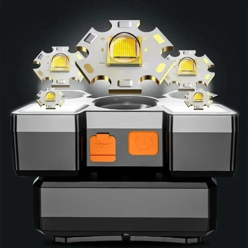 المدمج في بطارية قابلة للشحن مصباح أمامي قوي محمول 5 LED كشافات للتخييم مغامرة الصيد رئيس مصباح يدوي