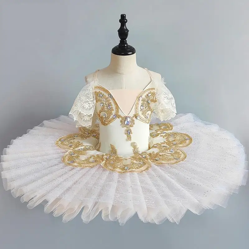 

Beige Ballet Tutu Girls Kids Ballet Dress Professional Ballet Tutu Children Ballerina Dance Costumes Performance Princess Dress