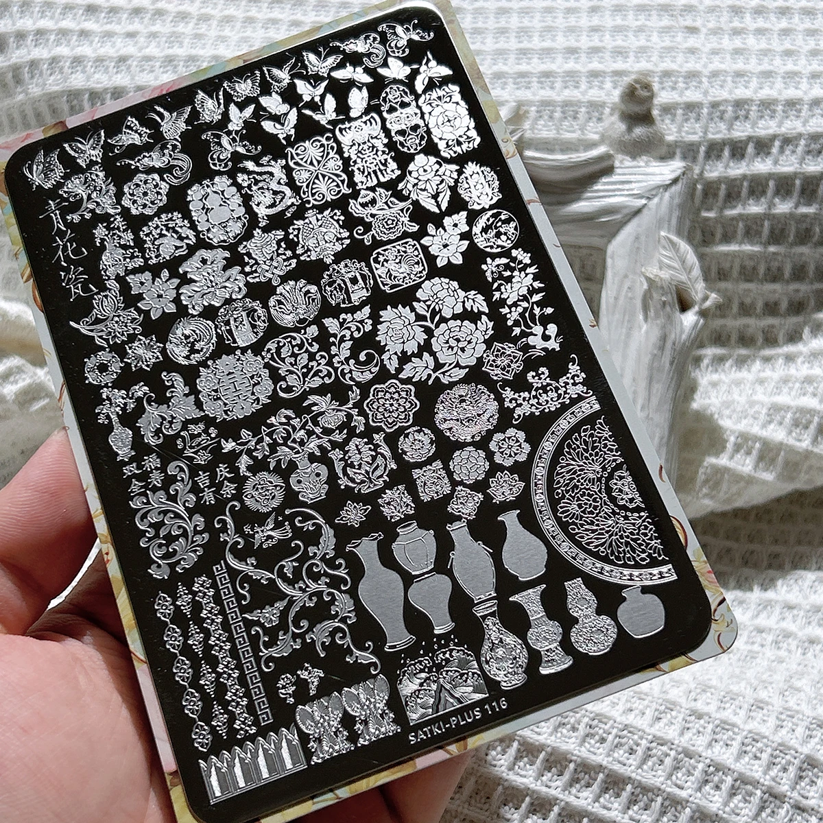 

Пластина для штамповки ногтей для начинающих, не требующая ручной росписи, высококачественный шаблон для штамповки ногтей, сине-белая фарфоровая форма для дизайна ногтей, форма для вазы в китайском стиле, пластина для штамповки цветочной кровати, прозрачн