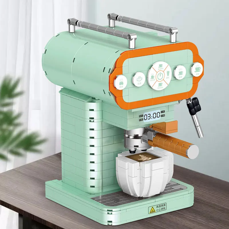 

Simulation modern mini coffee machine creative model retro coffee machine building blocks ornaments boy children gift