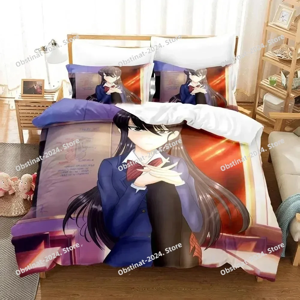 

Anime Komi Can't Communicate Bedding Set Printed Bed Set Duvet Cover Sheet Pillowcase Bed Soft Quilt Cover Full Queen King Size