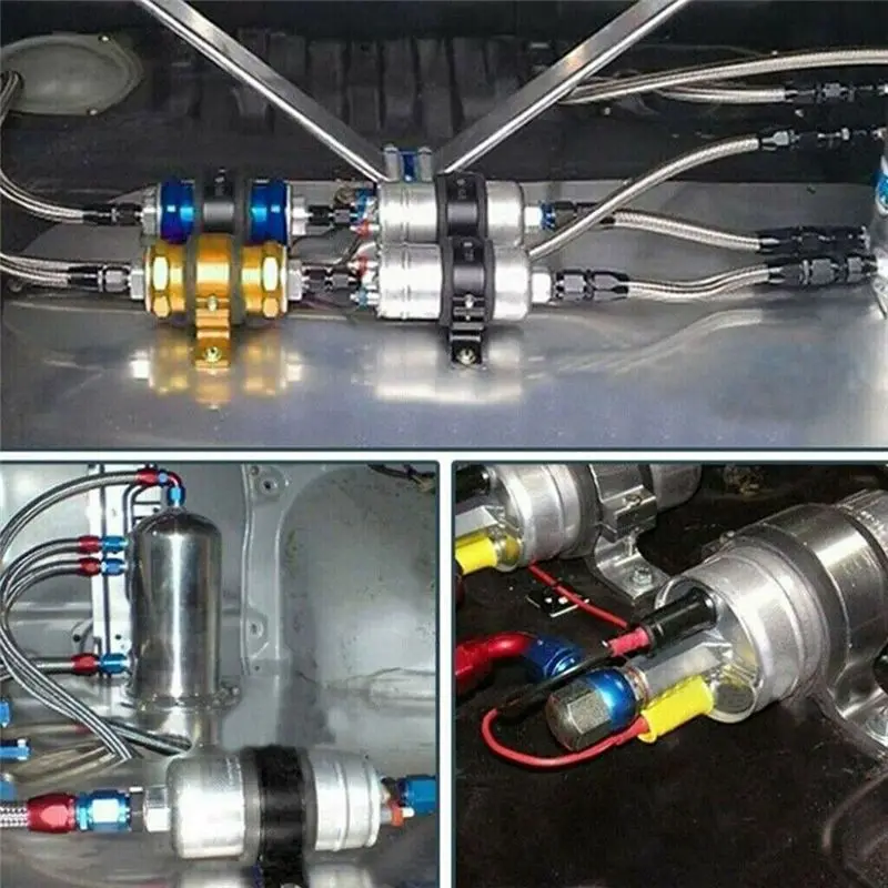 Durable-2PCS Blue 60Mm Fuel Pump Single Mount Bracket Fuel Filter External Bracket Clamp Cradle For 044 380LPH 300LPH