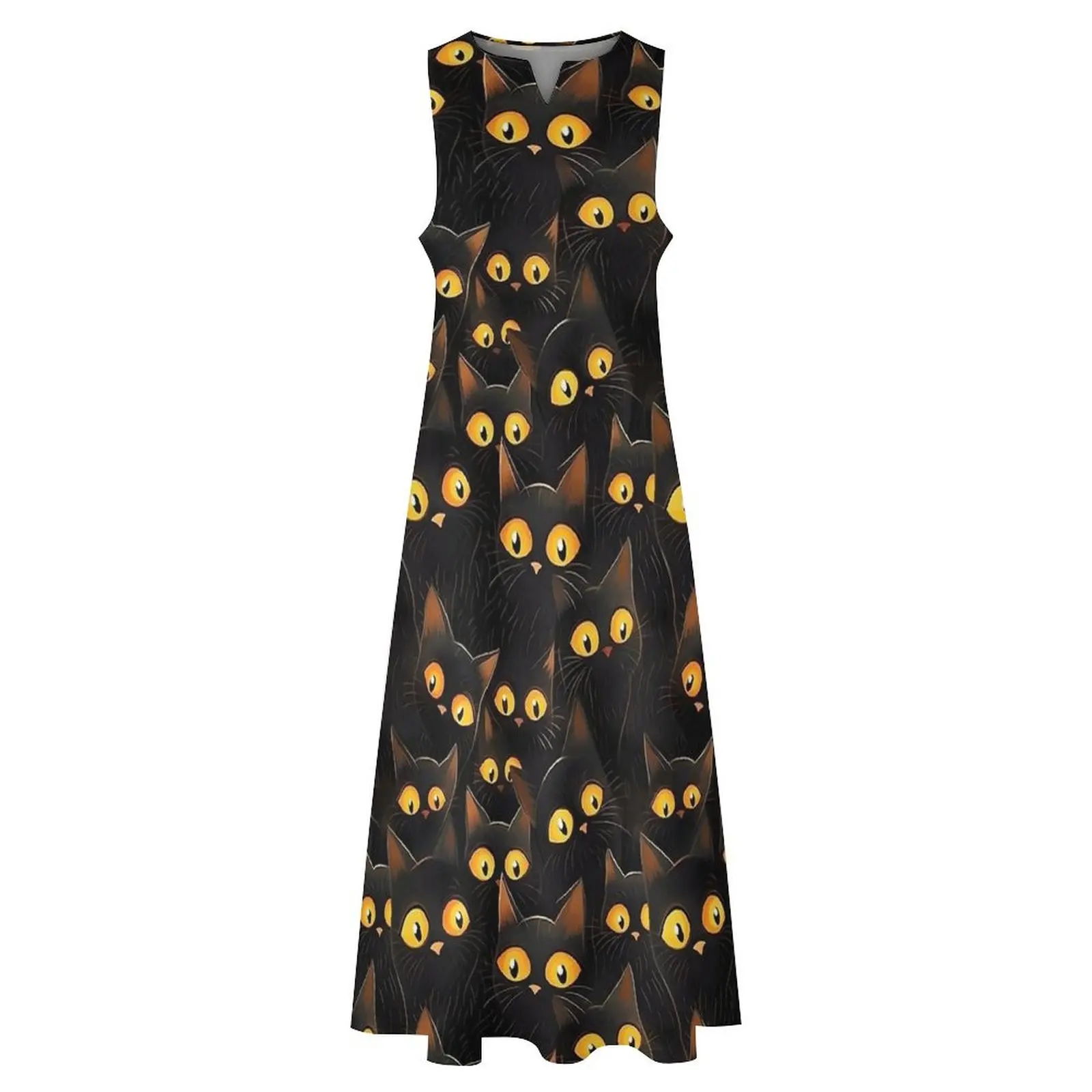 Halloween Donkere Katten Jurk Lente Esthetische Boho Strand Lange Jurken Dames Trendy Maxi Jurk Verjaardagscadeau