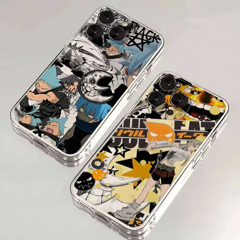 

Anime S-Soul Eater Phone Case For iPhone 16,15,14,13,12,11 Plus,Pro,Max,XR,XS,X,7,8 SE,Mini Transparent Silicone Soft