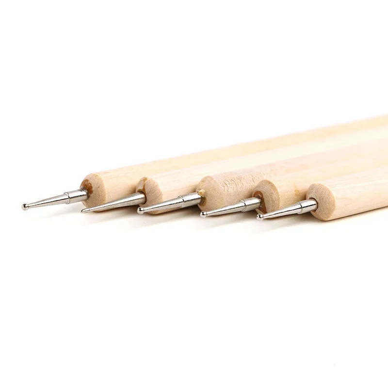 5/10Pcs/1/2Sets Wood and Stainless Steel Ball Stylus for Polymer Clay Pottery Ceramics Sculpting Modeling Handmade Tools Set