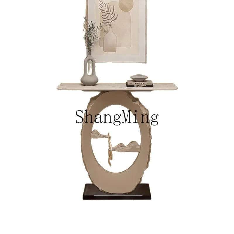 CL Entryway Cabinet Modern Light Luxury High-end White Creative Entryway Table Ultra-narrow Marble Entryway Table