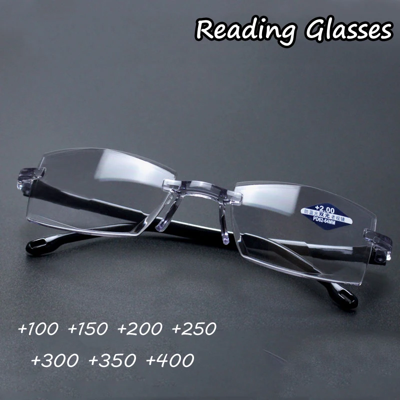 

Bifocal Progressive Presbyopic Glasses Vintage Square Rimless Far Sight Eyewear Finished Reading Eyeglasses Diopter +1.0 To +4.0