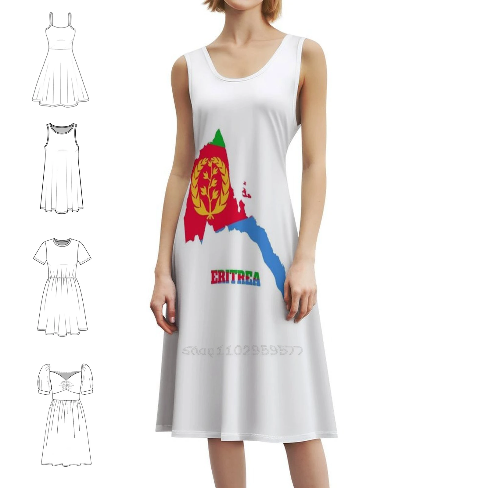 

Eritrea Flag Map Design Floral Smock Dress For Women Spring Summer Casual Dress For Party Eritrea East Africa Asmara Green Red