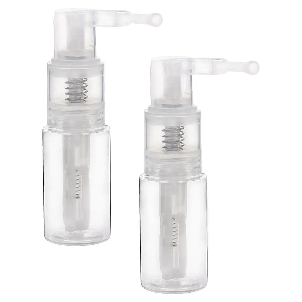 2pcs 35Ml Portable Transparent Pet Dry Powder Spray Bottle Detachable For Hair Body Makeup Cleaning Travel Use Fine Nozzle
