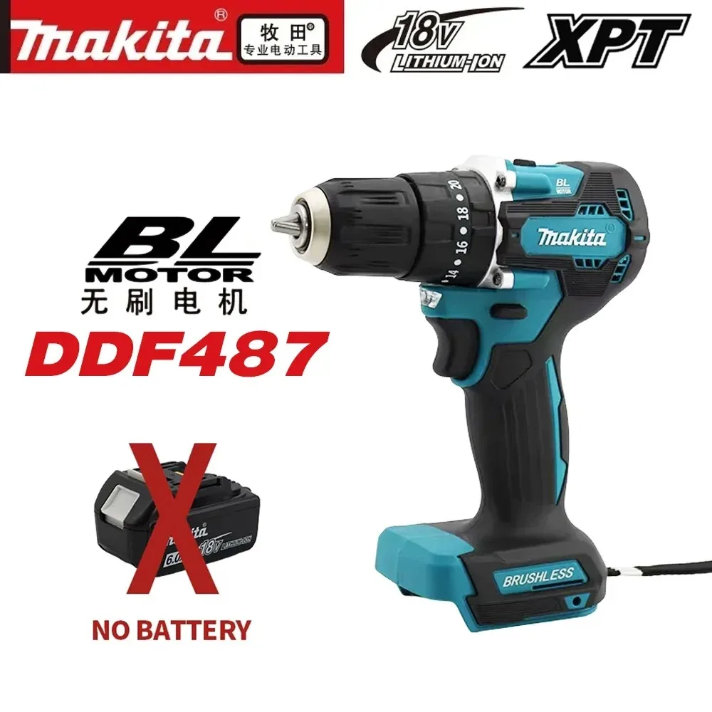 Makita DDF 487 tournevis électrique portatif sans brosse 10mm, batterie au lithium 18V, vitesse variable, appareil ménager