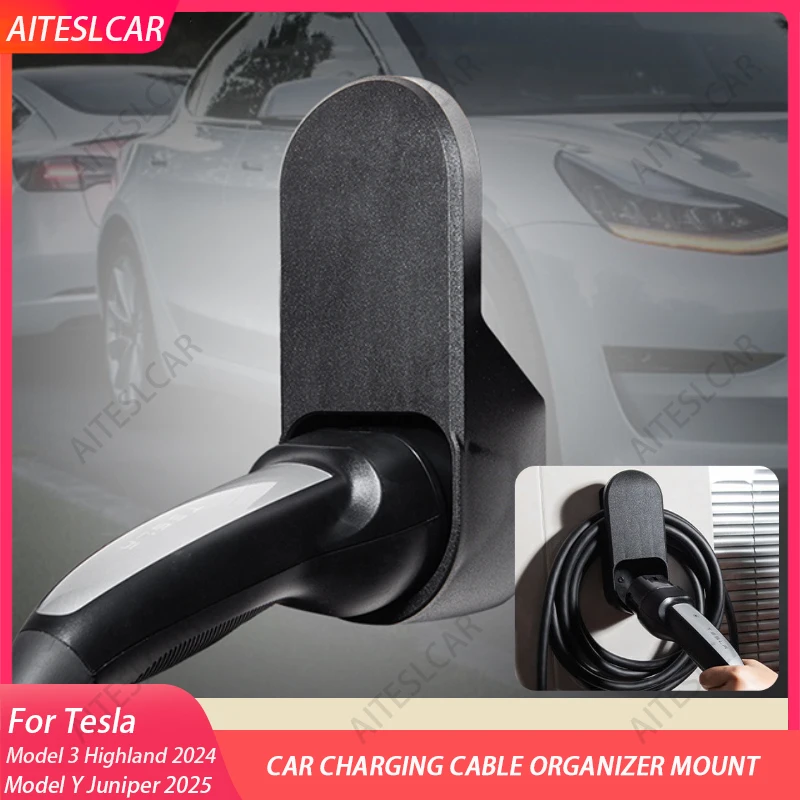 

Эмблемы, эмблемы для модели Tesla 3 Y Highland 2025 2026, держатель для зарядного пистолета, универсальные настенные аксессуары, инструменты, модификация