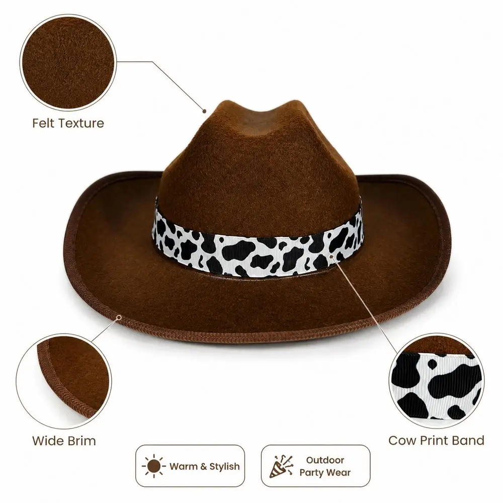 Cow Print Brim Cowboy Hat Western Style Multiple Color Options Western Cowboy Hat Children's Costume Hat Festival Costumes