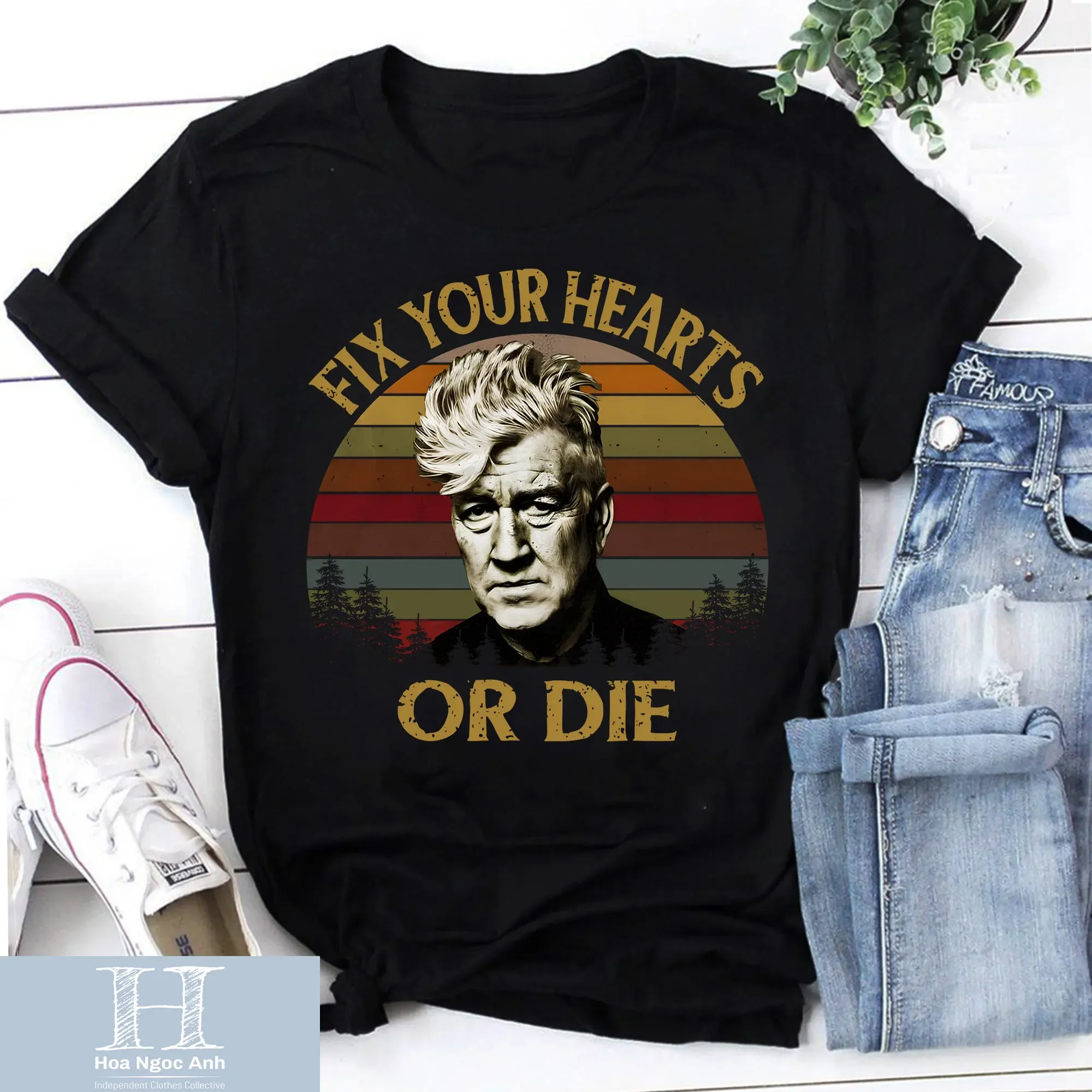 Retro Fix Your Hearts Or Die T Shirt David Lynch Vintage Twin Peaks Fans