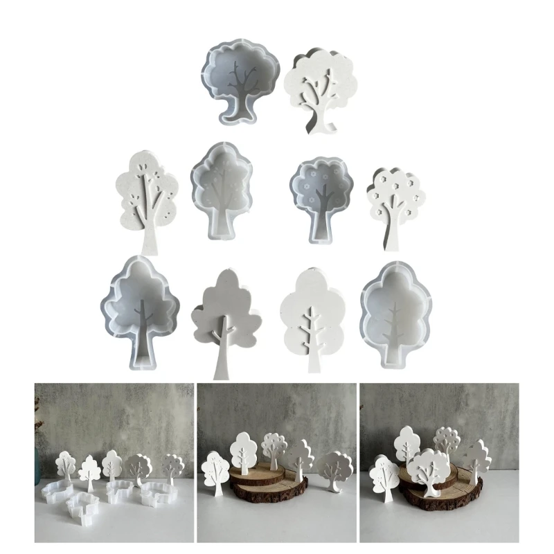 Silicone Mold Set For DIY Crafts Set of 5 Versatile Silicone Tree Molds for Candle Soap Gypsum Crafting Projects A0KD