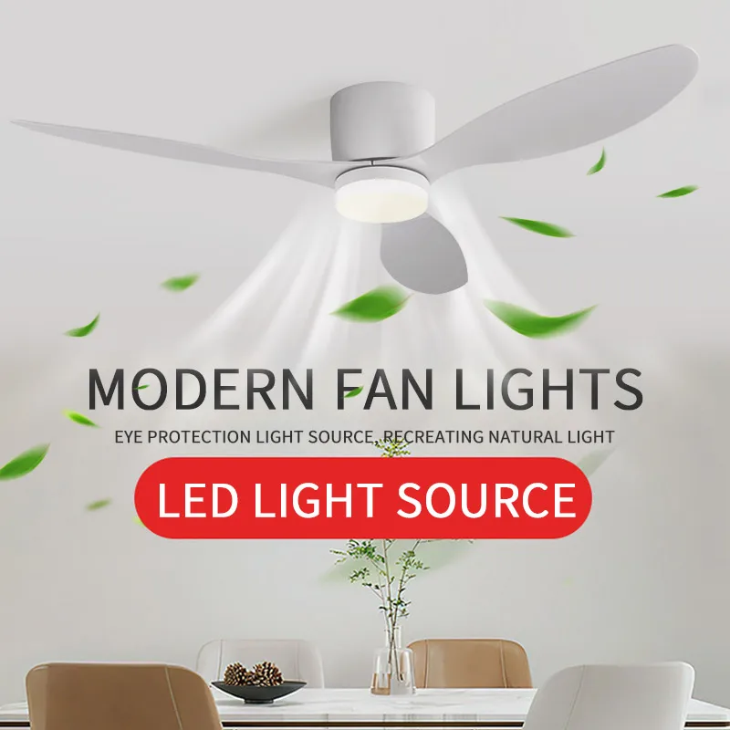 LED Light DC Motor Modern Ceiling Fan Kitchen Living Room Dining Room Household High Air Volume Remote Control Pendant Light