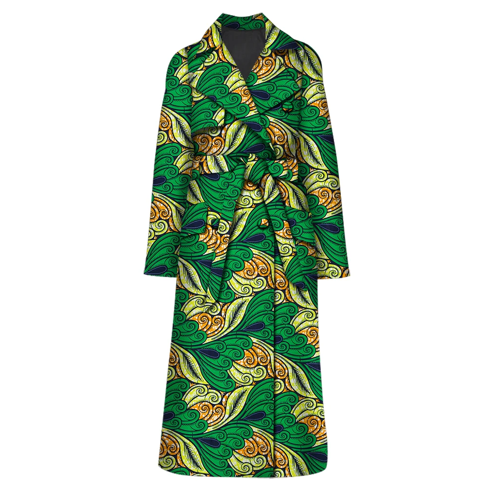 المرأة الأفريقية بلايز الربيع والخريف كم كامل التلبيب معطف واقٍ من المطر طويل للنساء الأفريقية طباعة سترة واقية سترة WY6058 #4