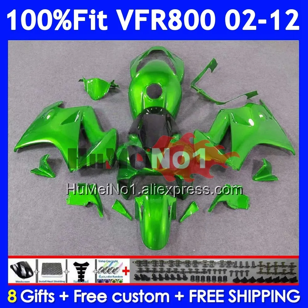 Interceptor For HONDA VFR800 VFR 800RR 800 RR 2002 2003 04 2005 2006 2007 Gloss Green 46No.162 VFR800RR 08 09 10 11 12 Fairings