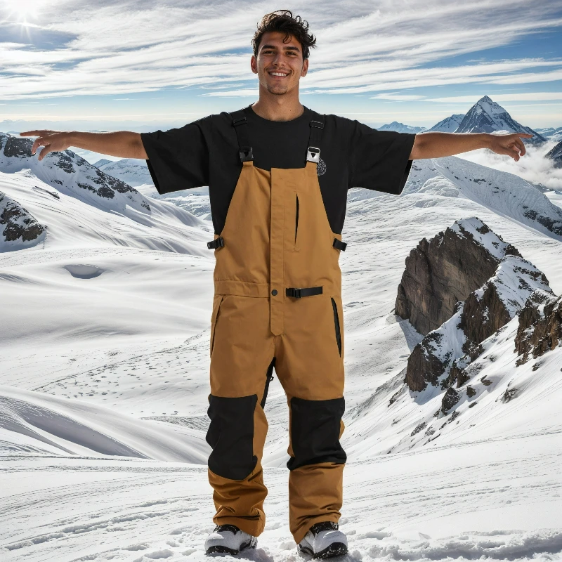 New Windproof Waterproof Loose Ski Overalls Men Women Outdoor Sports Thermal Clothes Breathable Wear Resistant Adult Snow Pants