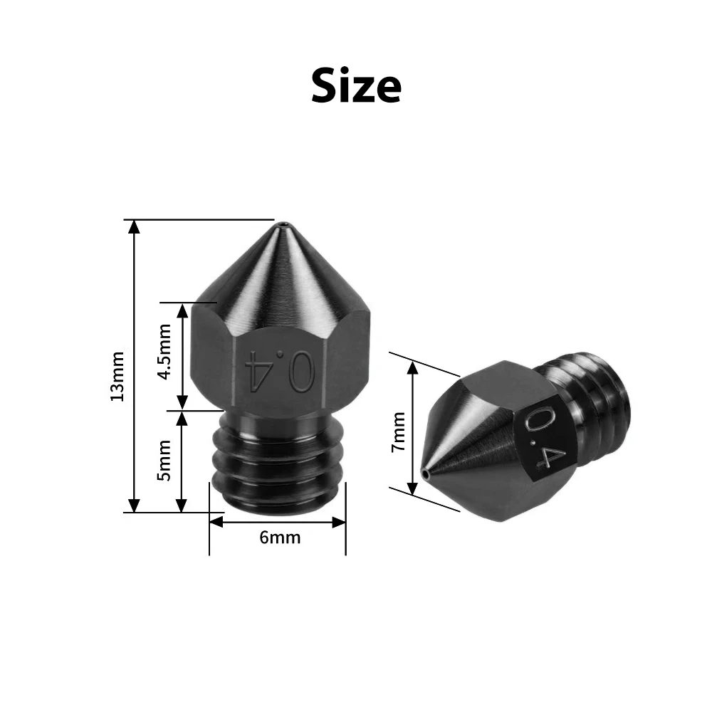 1ks MK8 tryska aktualizovat harden ocel 0.4/0.6/0.8mm tisk tryska pro ender 3 V2 ender 5 CR10 3D knihtiskař extrudér 3D součástky