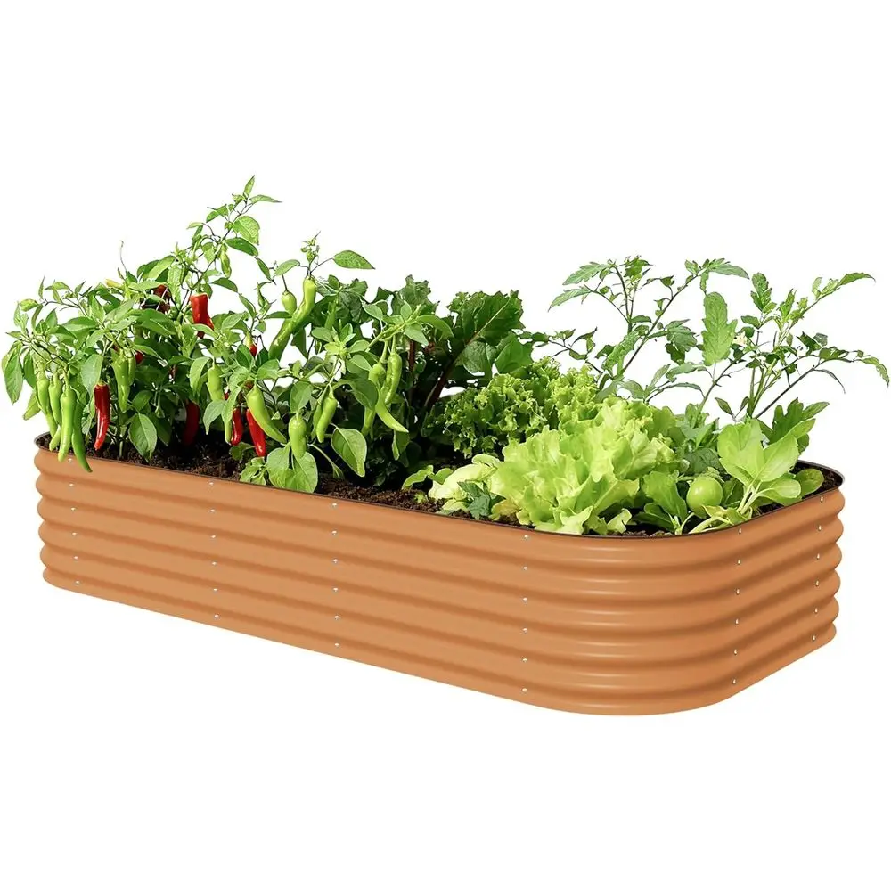 

Raised Garden Bed Kit, 17 Tall, 10-in-1 Jumbo Metal Planter for Flowers, Vegetables, Herbs, Terra Cotta