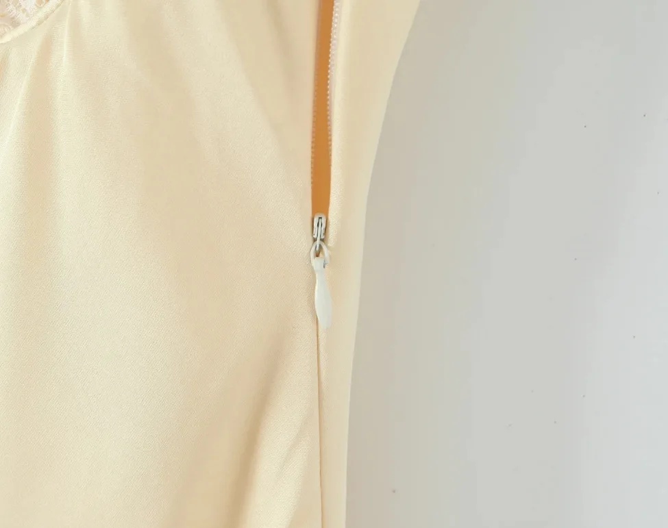 Lace Stitching Satin Dress Female 2025 Summer New Holiday Style Fashion Solid Color Slim Sleeveless Suspender Dress