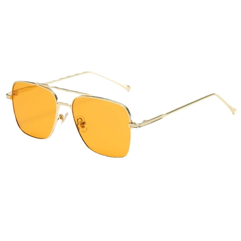 

men and women retro sunglasses glasses classic sunglasses metal double beam square frame glasses