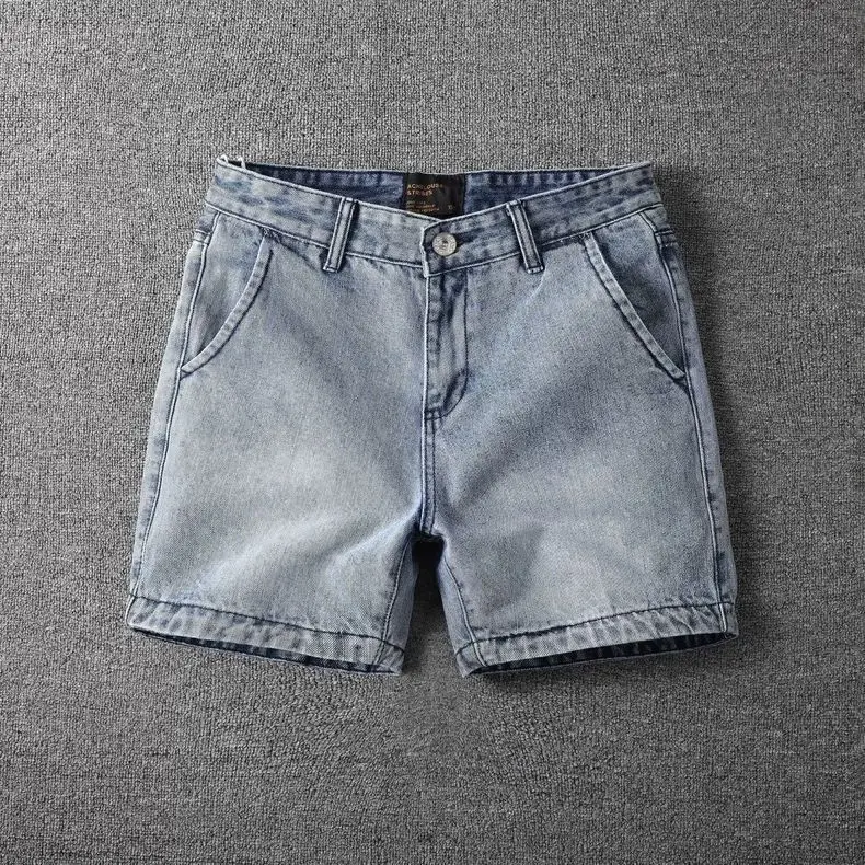 Summer 2026 Trendy Brand Loose American Retro Washed Old Denim Shorts Men's Straight Casual Versatile Three-point Man Half Pants