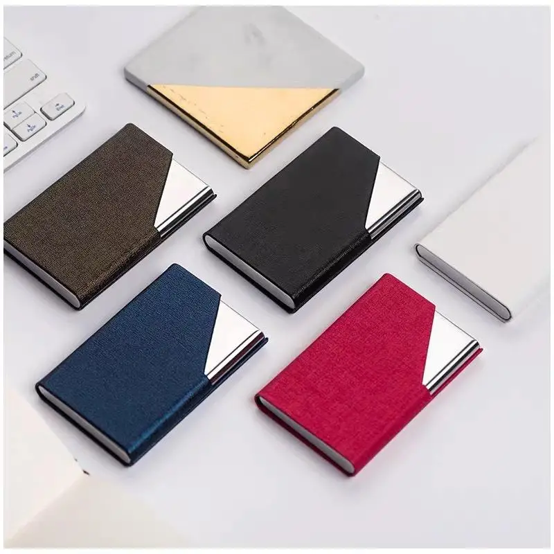 Hochwertiger Visitenkartenhalter aus PU-Leder und Metall, schlankes Design, verschiedene Farben, perfekt für den täglichen Gebrauch im Büro. – Detail 10