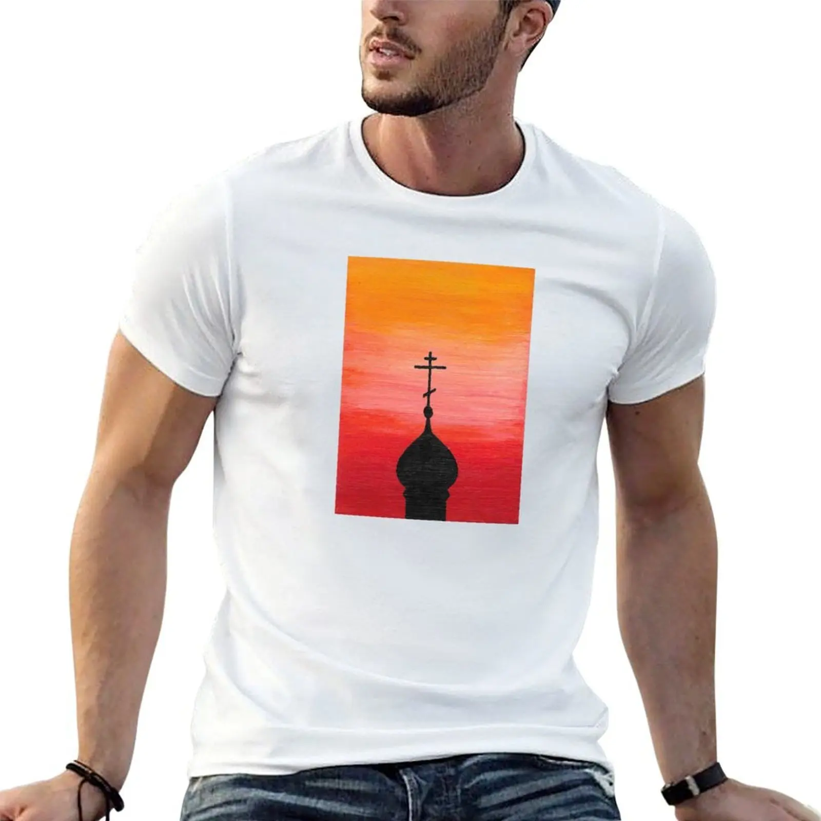 

Orthodox Church at Sunset T-Shirt cotton t shirts man 100% man t shirt designer T-Shirt