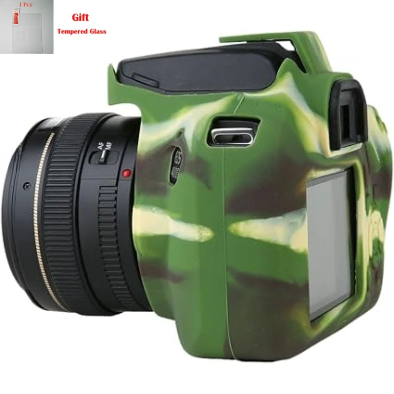For Canon 3000D 4000D Shockproof soft rubber cases Body Protective Case silicone case body Cover + 1PCS Free Tempered Film