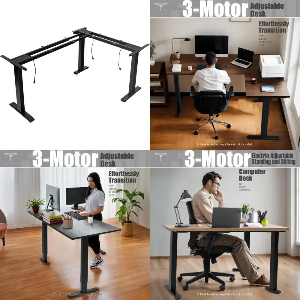 TOPSKY Electric Height-Adjustable Desk with Triple Support for Home and Office, Supporting 270lb Load Capacity in Black