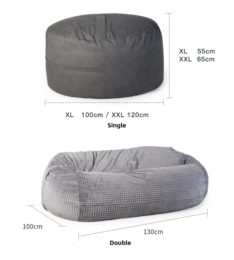 Bean bag chair filled foam bean bag sofa with pocket single fat boy sofa floor bean bag balcony lazy sofa