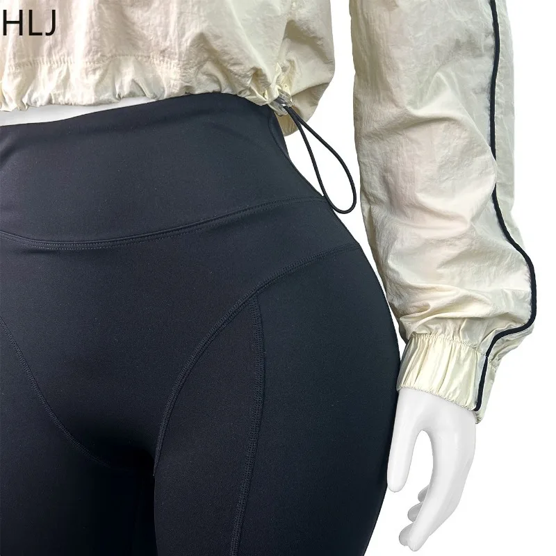 HLJ แฟชั่นลาย 2 ชิ้นชุดผู้หญิงชุดเสื้อแขนยาวและกางเกงขายาวกางเกงการจับคู่หญิง Streetwear