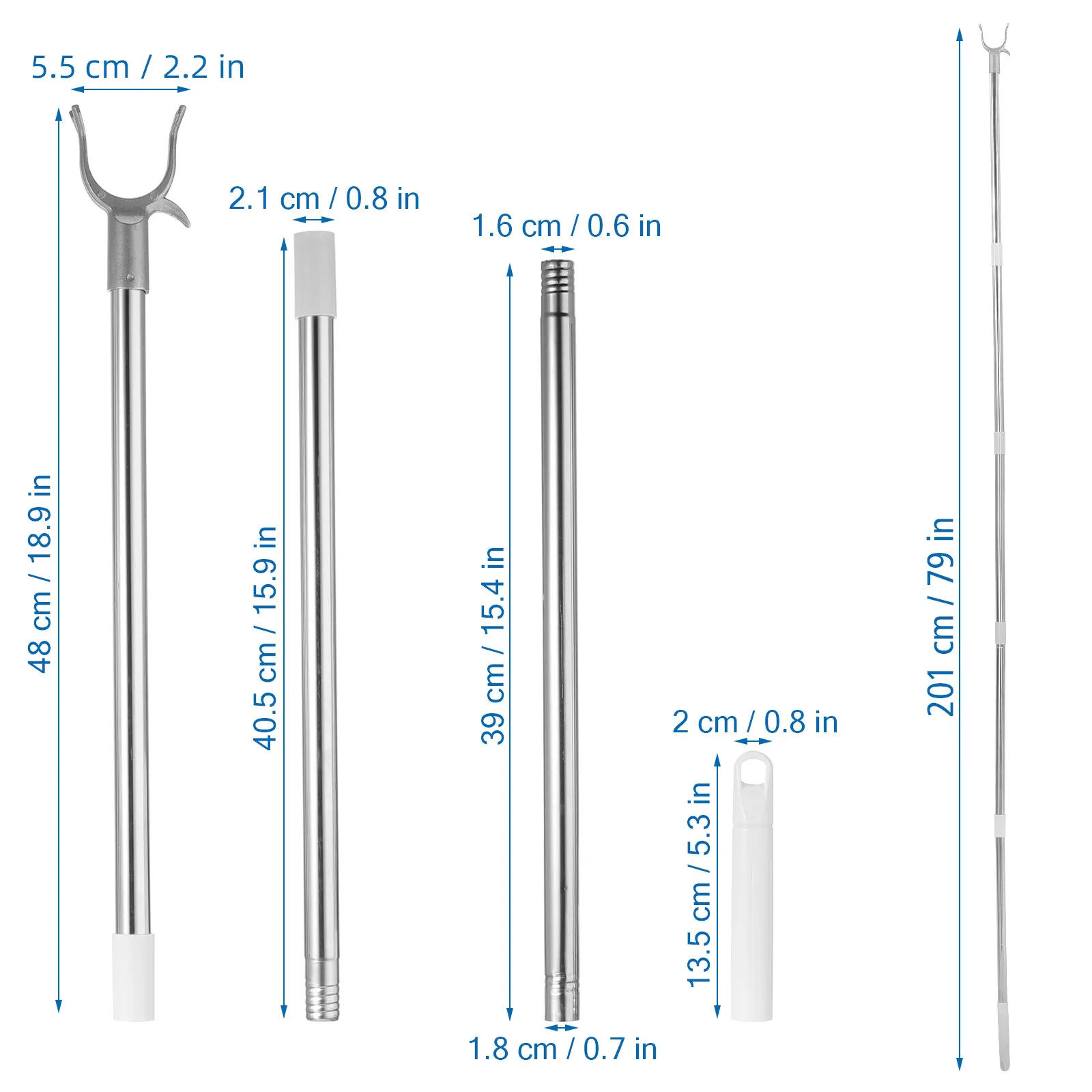 Adjustable Retractable Clothes Rod Heavy Duty Detachable Closet Reach Pole for Laundry Drying