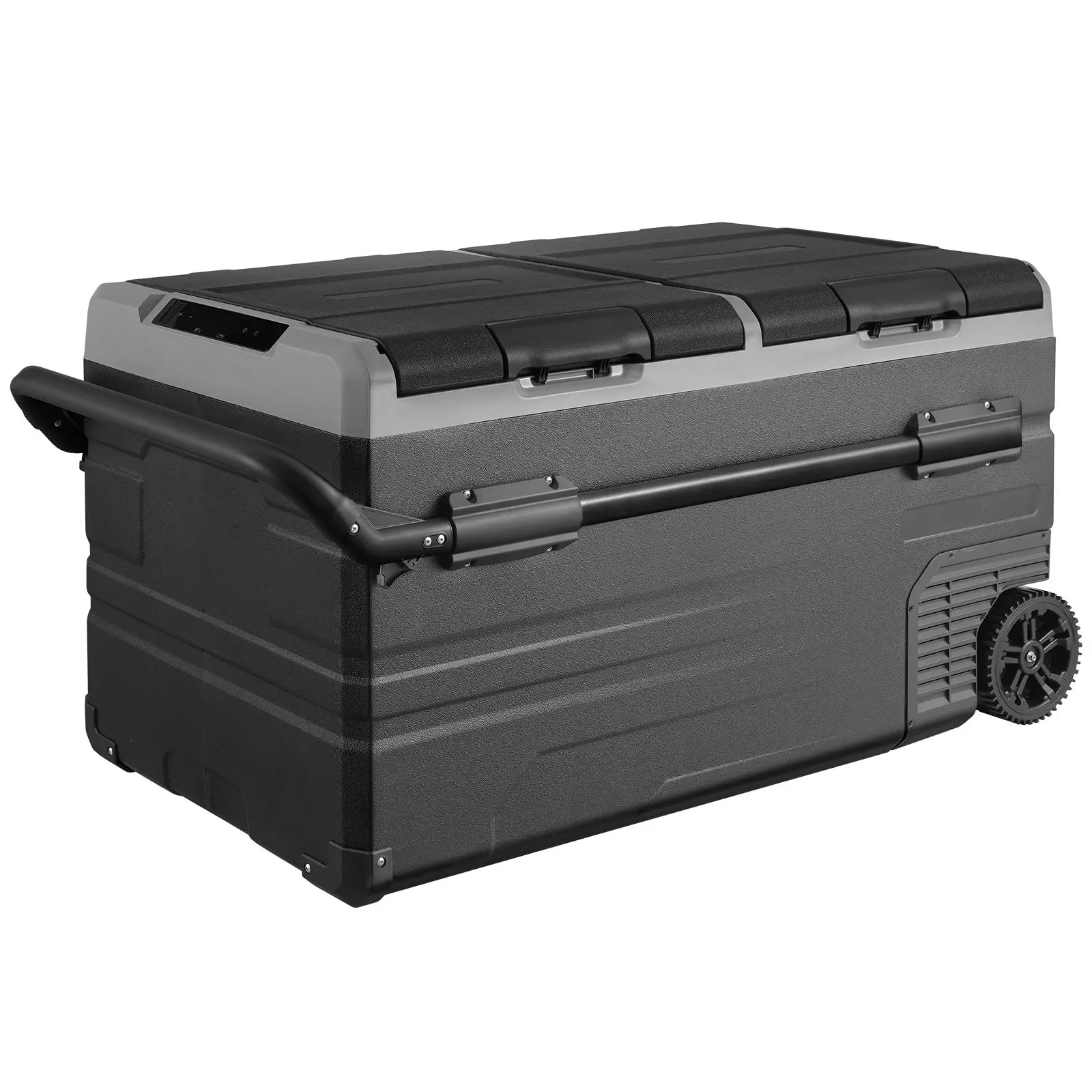 Car Refrigerator, 12 Volt Car Refrigerator Fridge, 115 L Dual Zone Portable Freezer with Wheels and Handle, -4-68 F, 12/24V DC and 100-240V AC Compressor Cooler for Outdoor, Camping